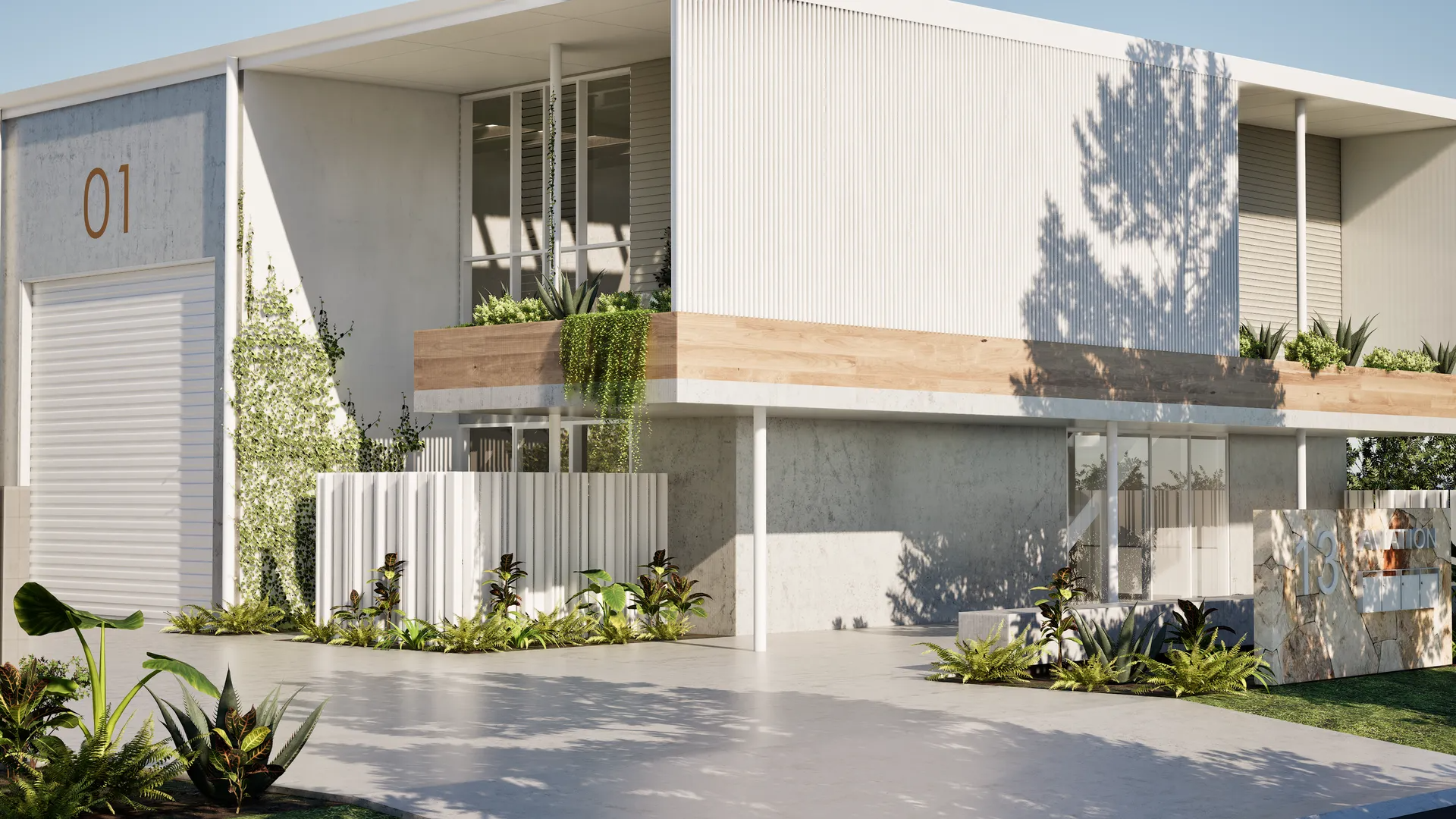 modern luxury home exterior with textured walls and balcony design