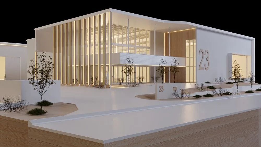 minimalist white house with glass and wood modern architecture