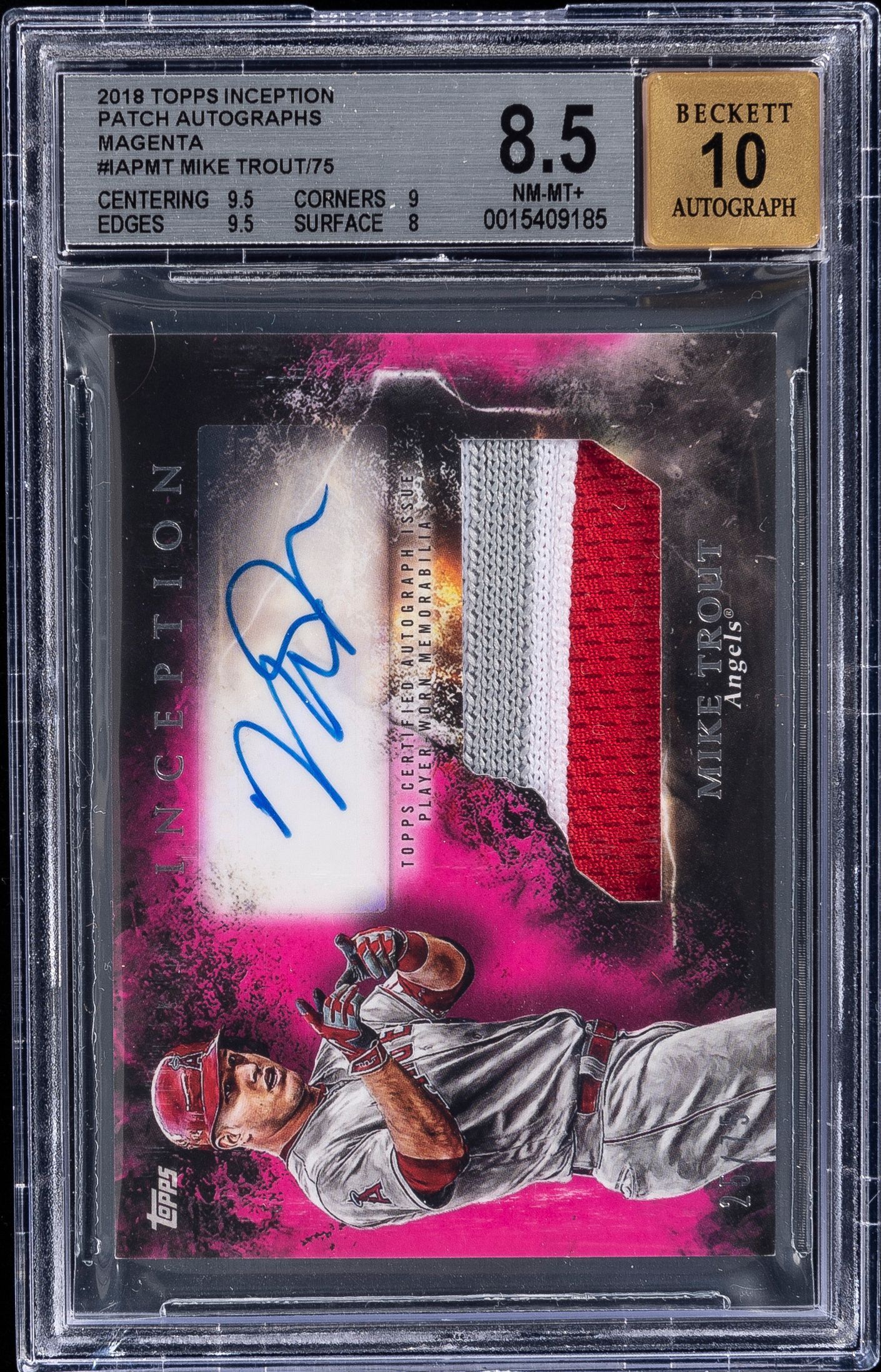 2018 Topps Inception | Patch Autographs Magenta 25/75
#IAP-MT Mike Trout