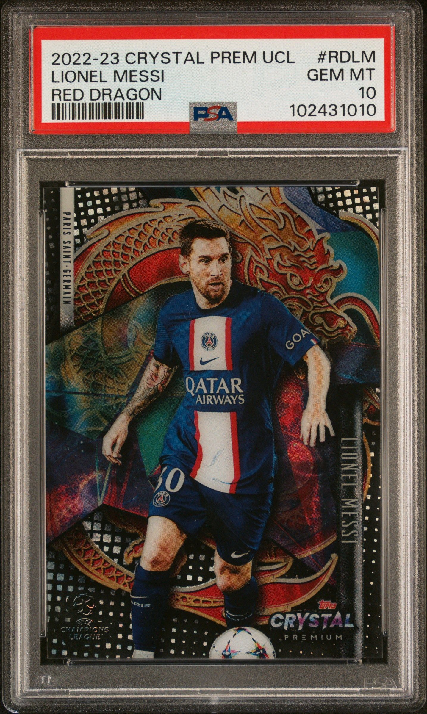 2022-23 TOPPS CRYSTAL PREMIUM UEFA CHAMPIONS LEAGUE RED DRAGON
#RDLM LIONEL MESSI
