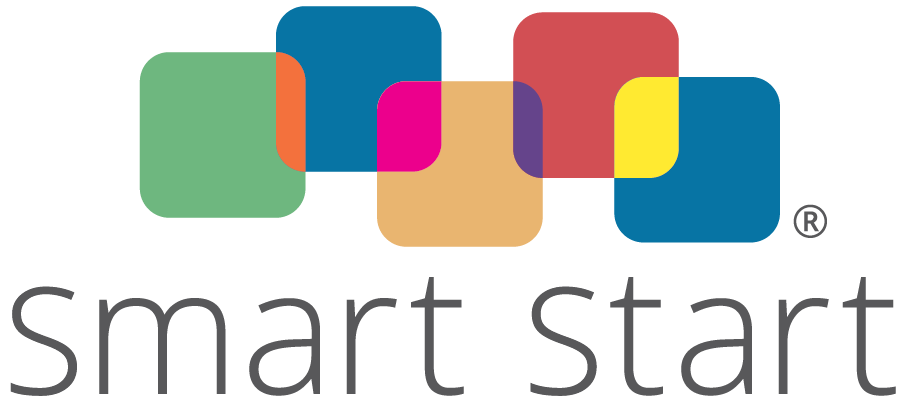 A colorful logo for smart start with a white background.