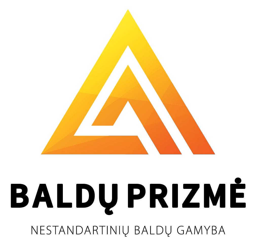 „Baldu Prizme“ logotipas su geltonu trikampiu