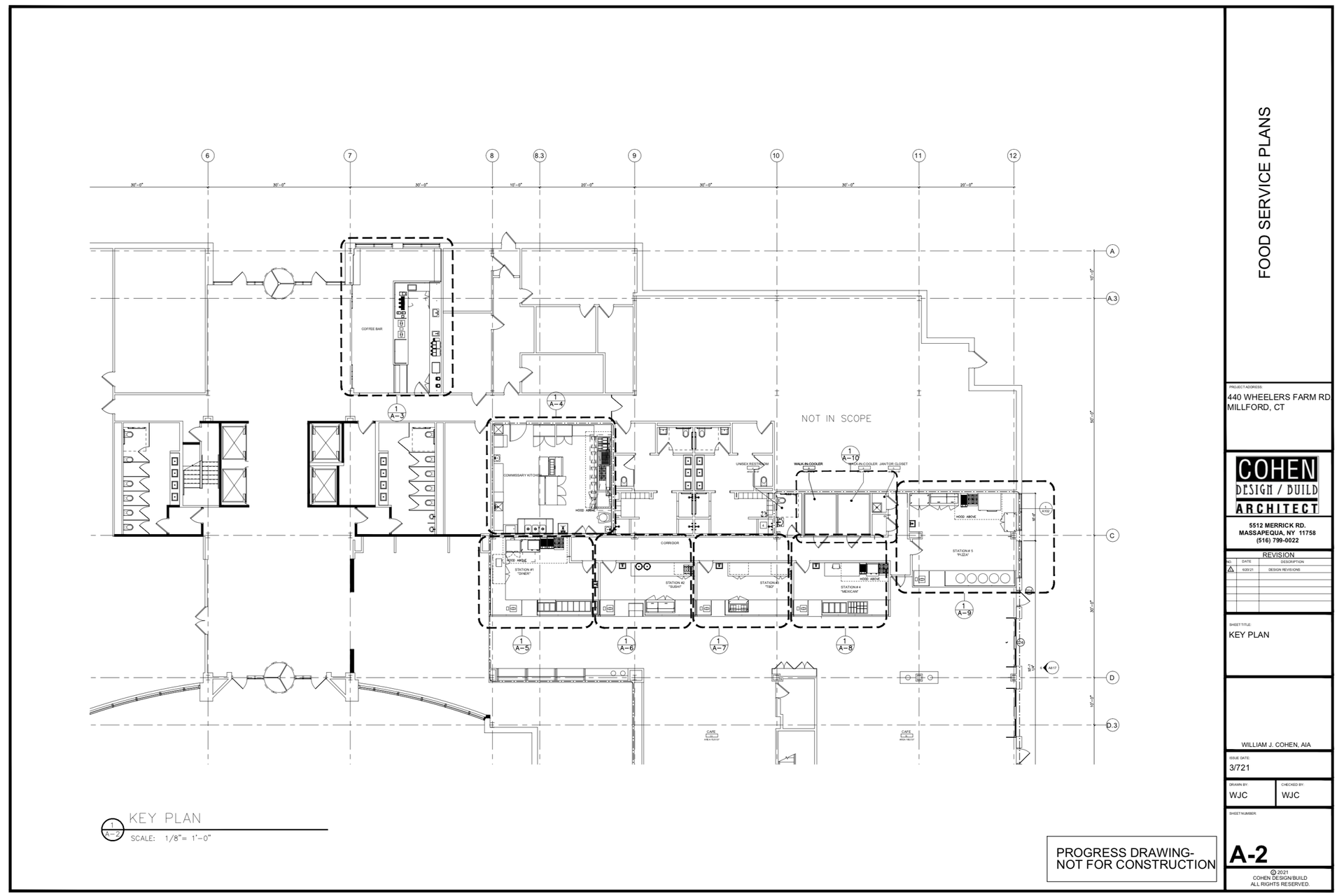 Architectural floor plan with rooms, doors, and a grid.