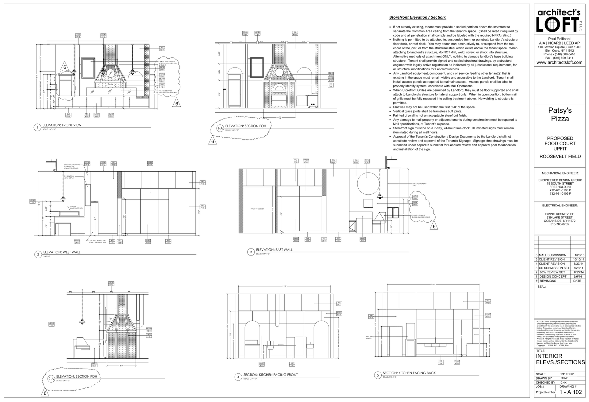 Architectural drawings of a loft space with a fireplace and other interior features.