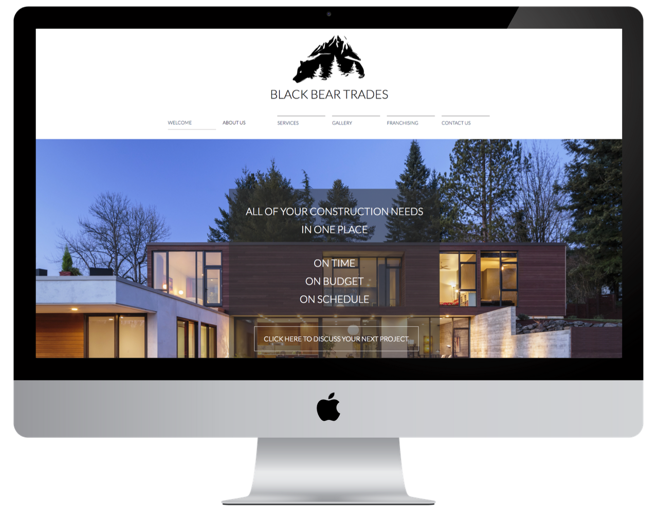 Website for Black Rock Builders featuring a modern home at dusk.