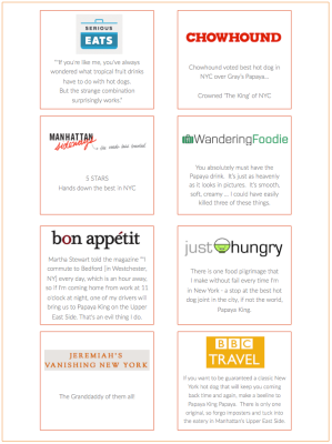 Logos and text for food-related entities including Chowhound, Bon Appétit, and BBC Travel.