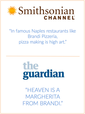 Smithsonian Channel and The Guardian quotes about Brandi Pizzeria and pizza making.
