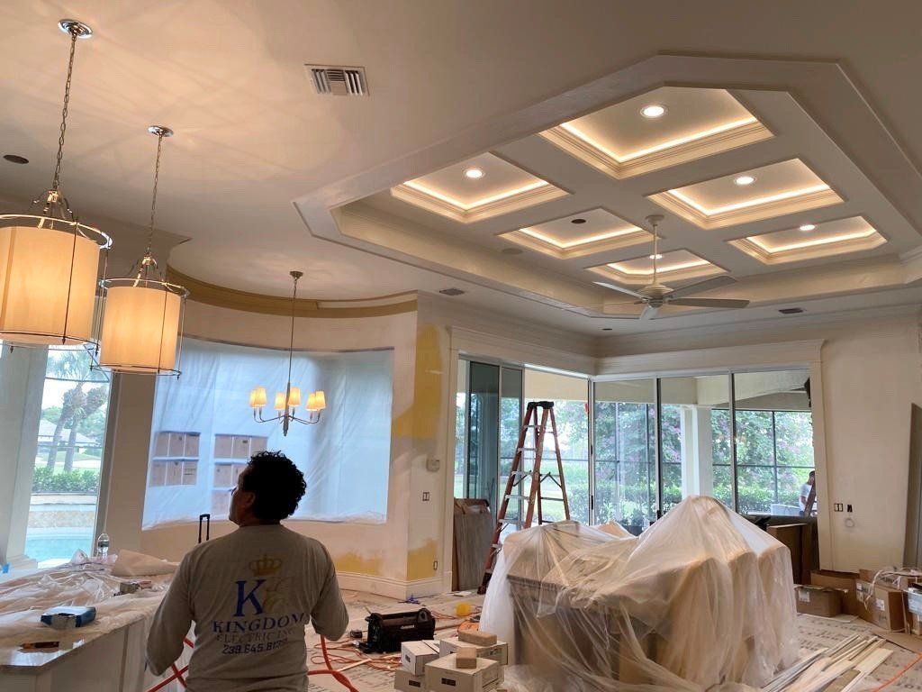 Installing Lights on House Renovation — Naples, FL — Kingdom Electric