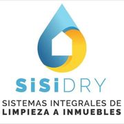 A blue and yellow logo for sisidry sistemas integrales de limpieza a inmuebles