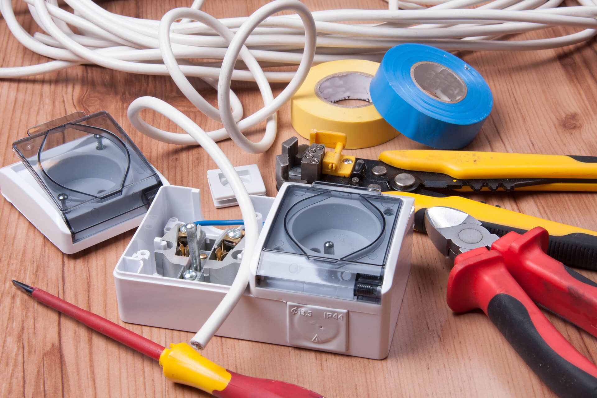 Electrical Tools on A Wooden Table