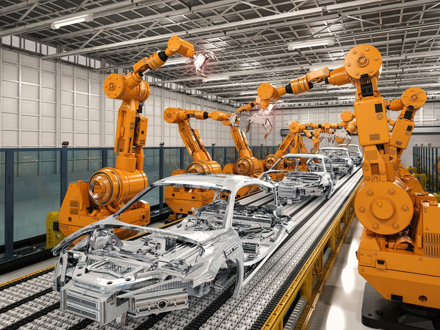 Welding Cars in A Factory