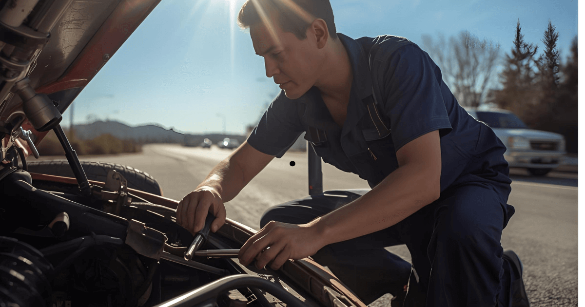 a mechanic adding radiator fluid