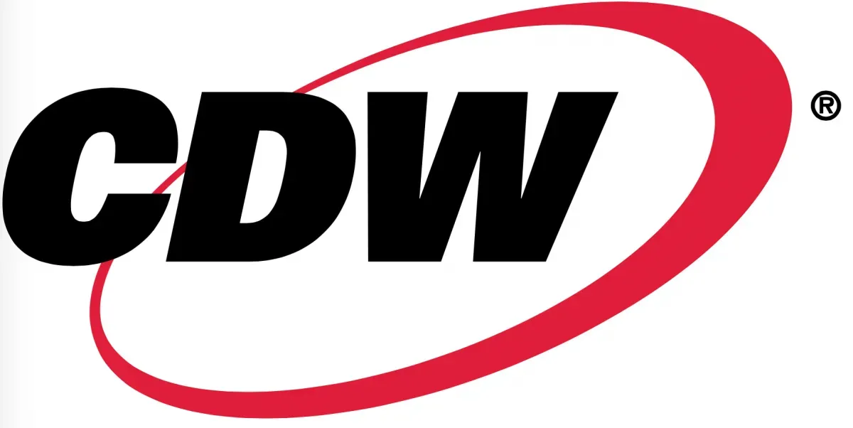A cdw logo with a red circle around it