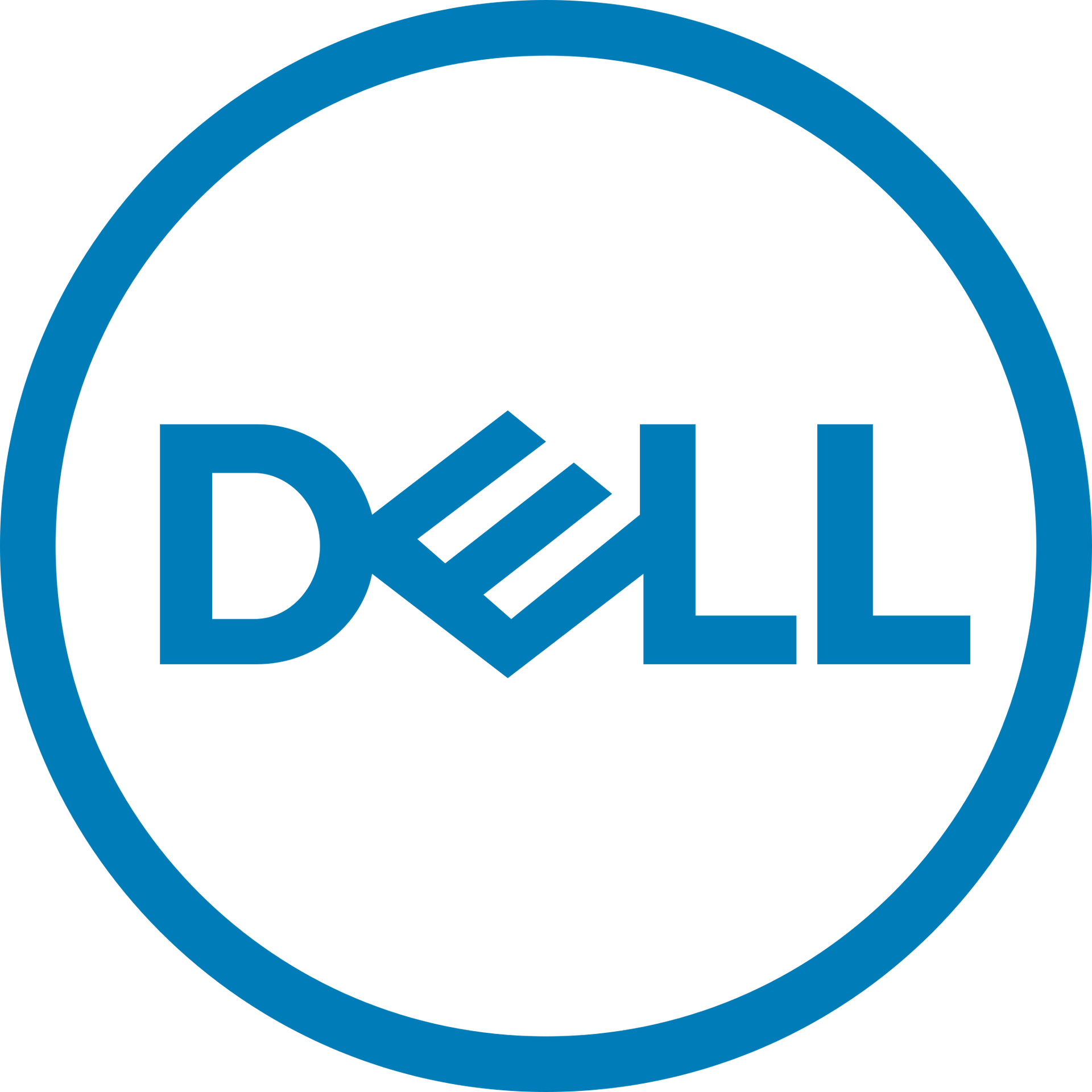 A dell logo in a blue circle on a white background