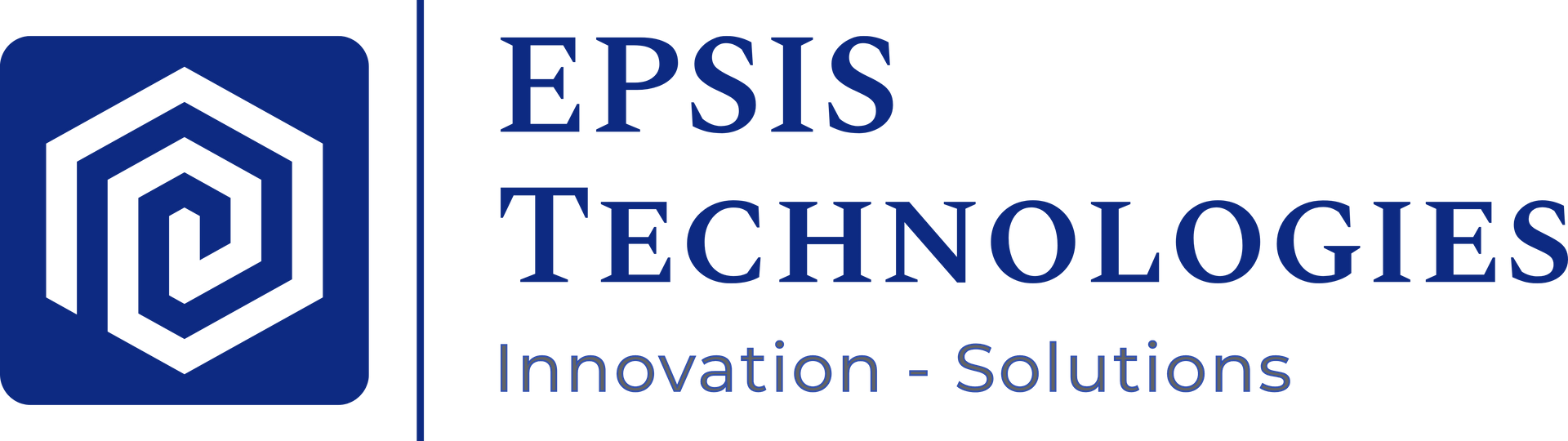 A blue and white logo for epsis technologies innovation solutions