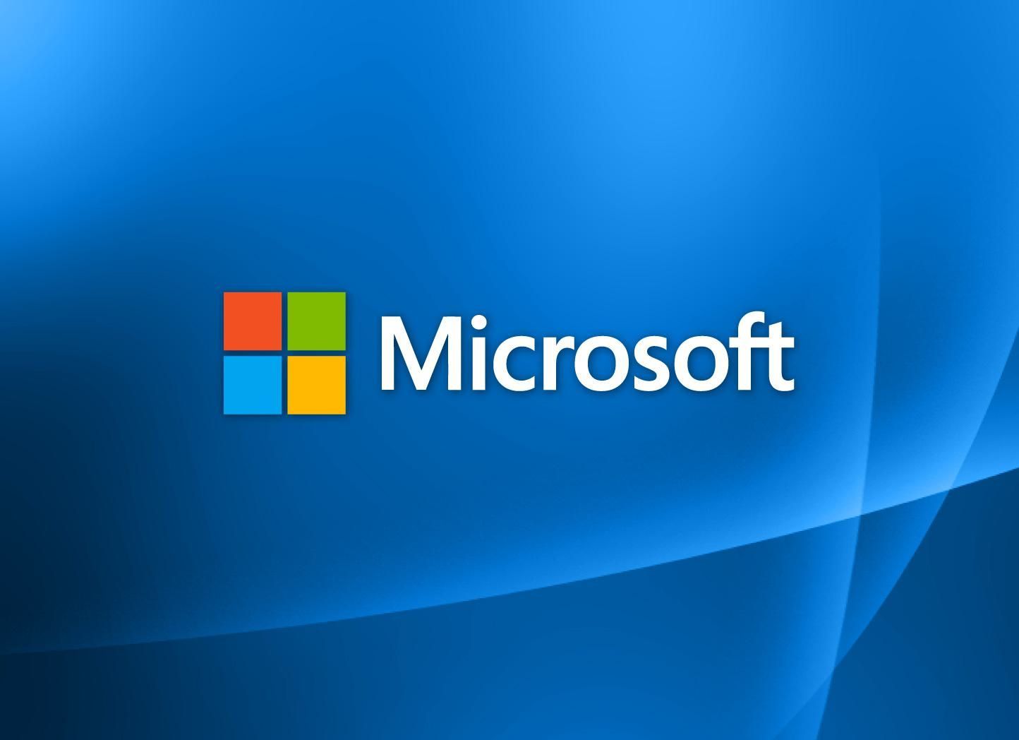 The microsoft logo is on a blue background