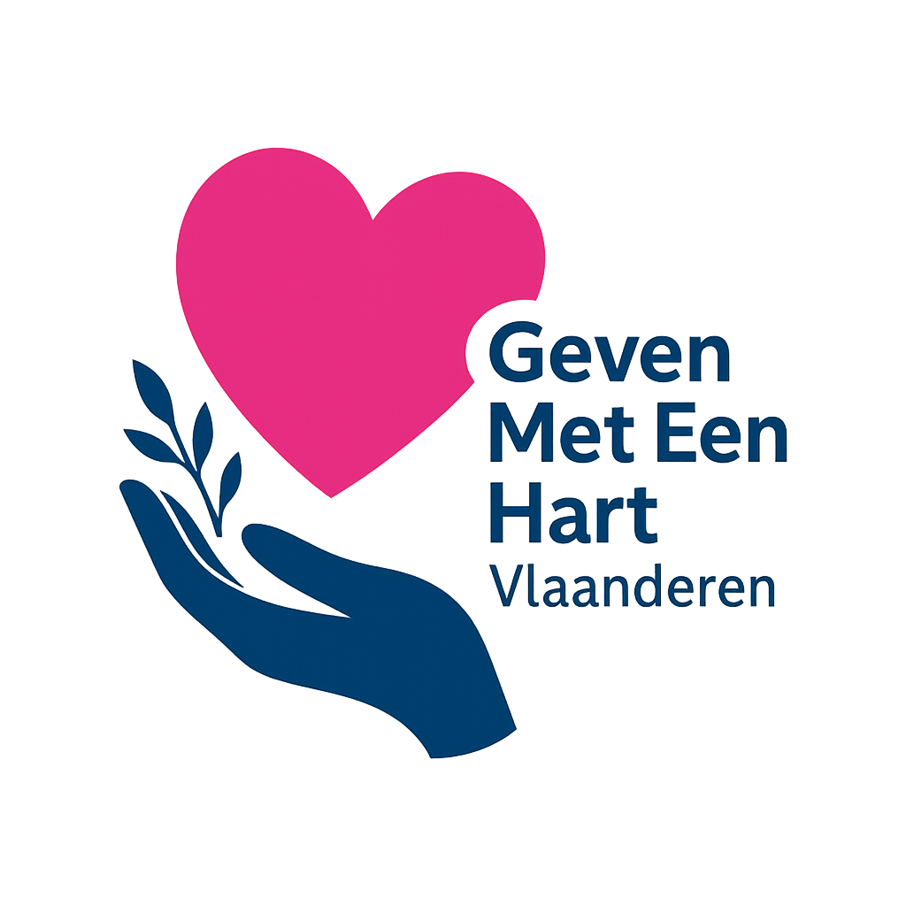 Logo: Pink heart above a blue hand holding a branch, text 