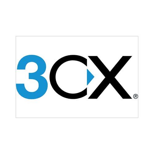 The 3cx logo is blue and black on a white background.
