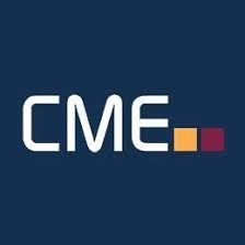 The cme logo is on a blue background.