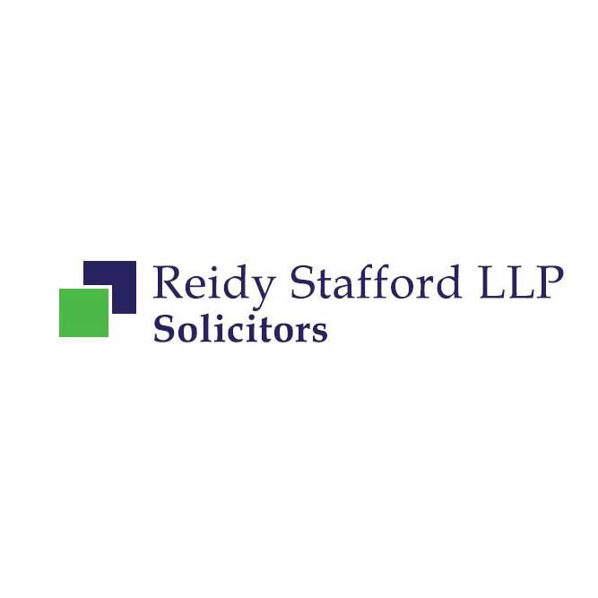 The logo for reidy stafford llp solicitors is blue and green.