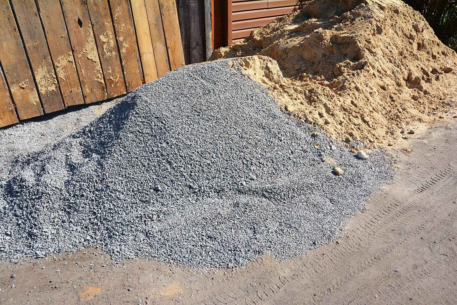 Piles of Gravel and Sand at Construction Site — Lincoln Park, MI — Dix Block and Supply Company Inc.