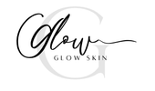 Ein schwarzweißes Logo für Glow Skin mit AG auf weißem Hintergrund.