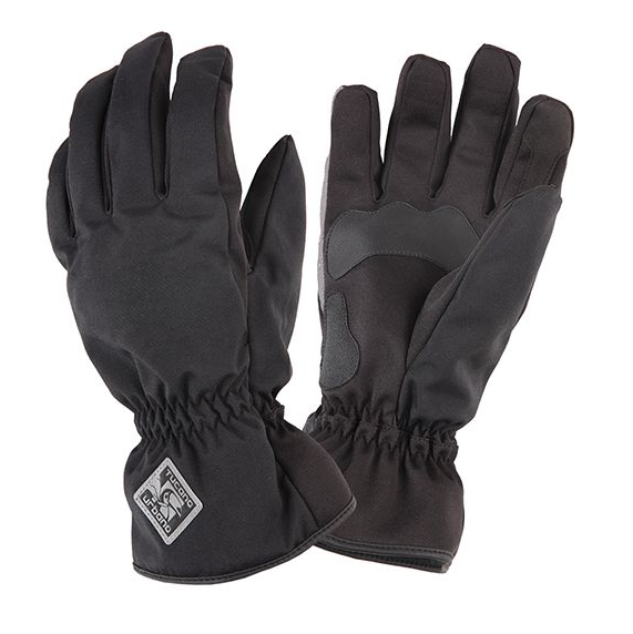 Zwarte winterhandschoenen met elastische boorden, een klein logo en verstevigde handpalmen.
