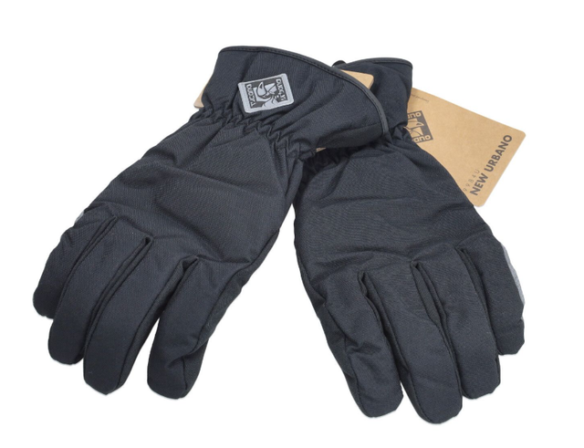 Zwarte winterhandschoenen met elastische boorden, een klein logo en verstevigde handpalmen.