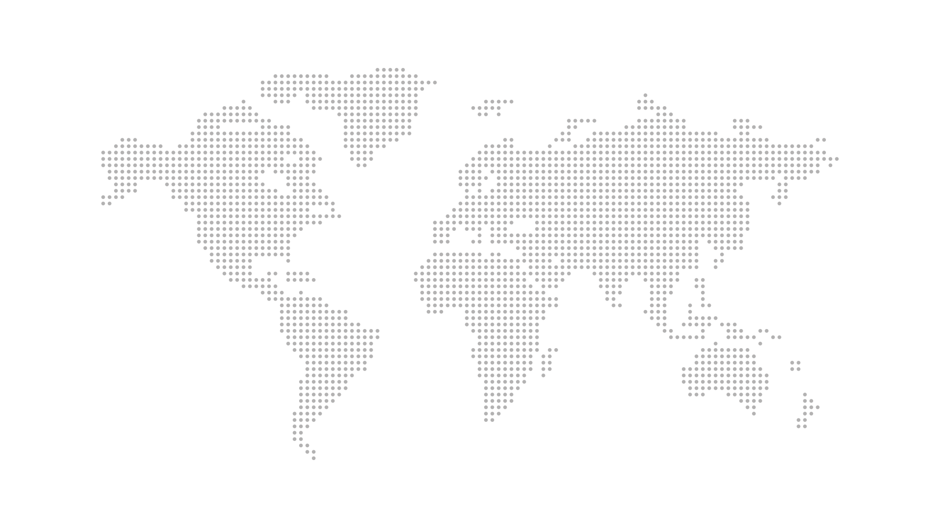 A map of the world made of dots on a white background.