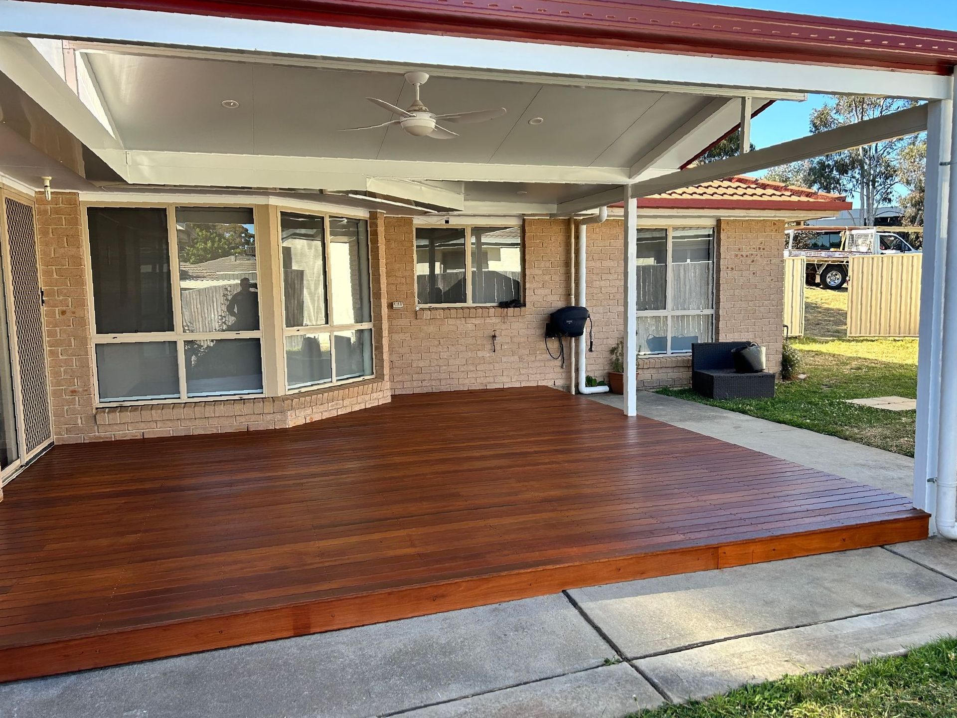 Wooden Deck With A Bench And Trees — R3 Construction In O'Connor, ACT