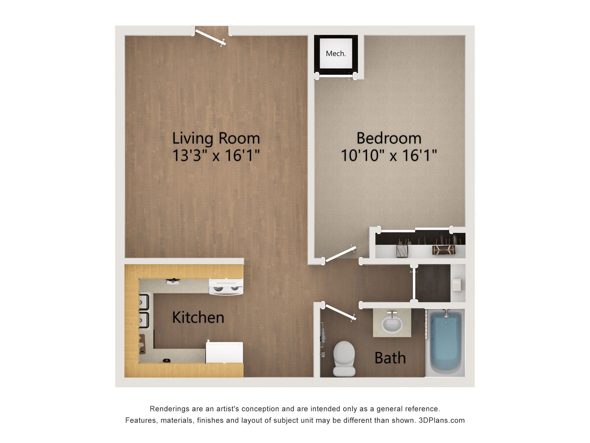1 bedroom floor plan