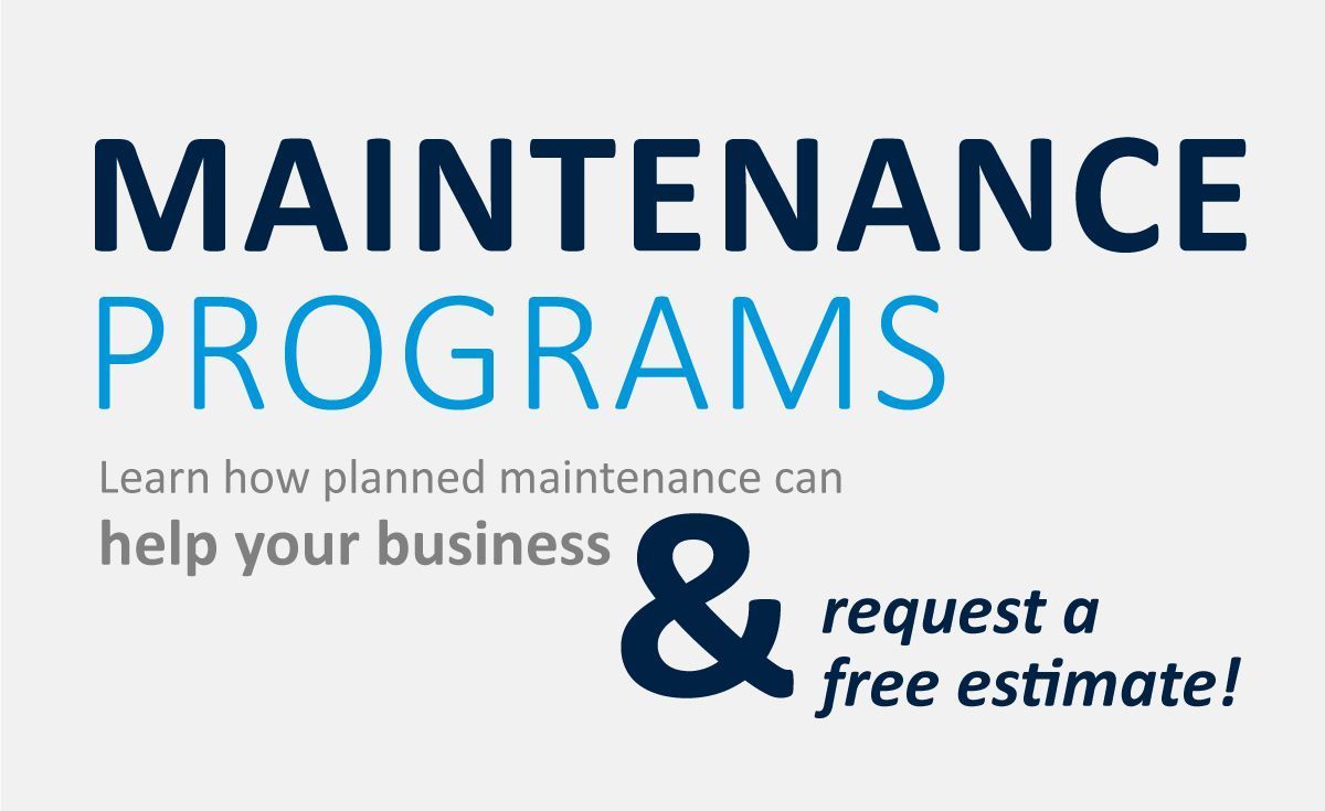 A sign that says maintenance programs and request a free estimate
