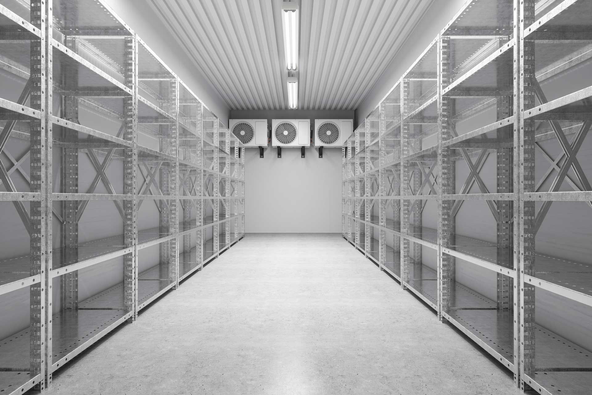 Empty refrigeration chamber for foods.