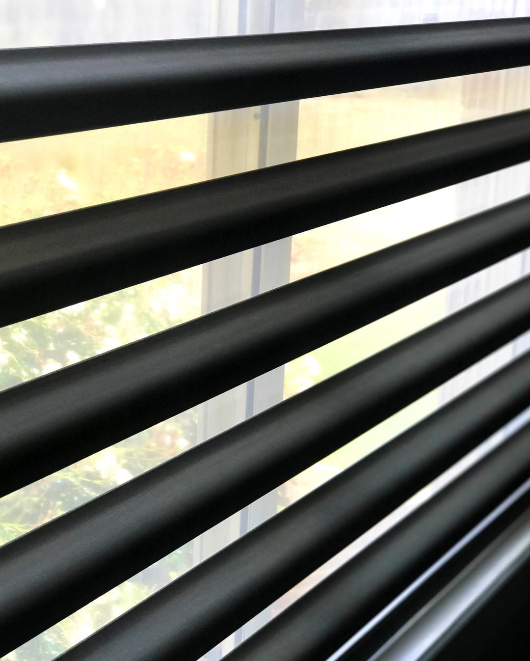 Black Window Blinds With Tree View — JSF Interiors Goulburn in Shellharbour, NSW