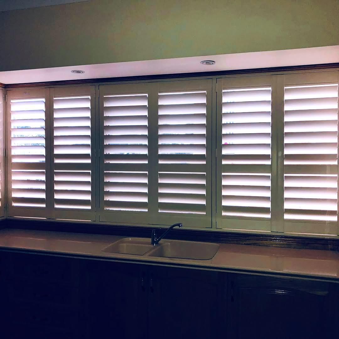 White Shutters Over Kitchen Sink — JSF Interiors Goulburn in Dapto, NSW