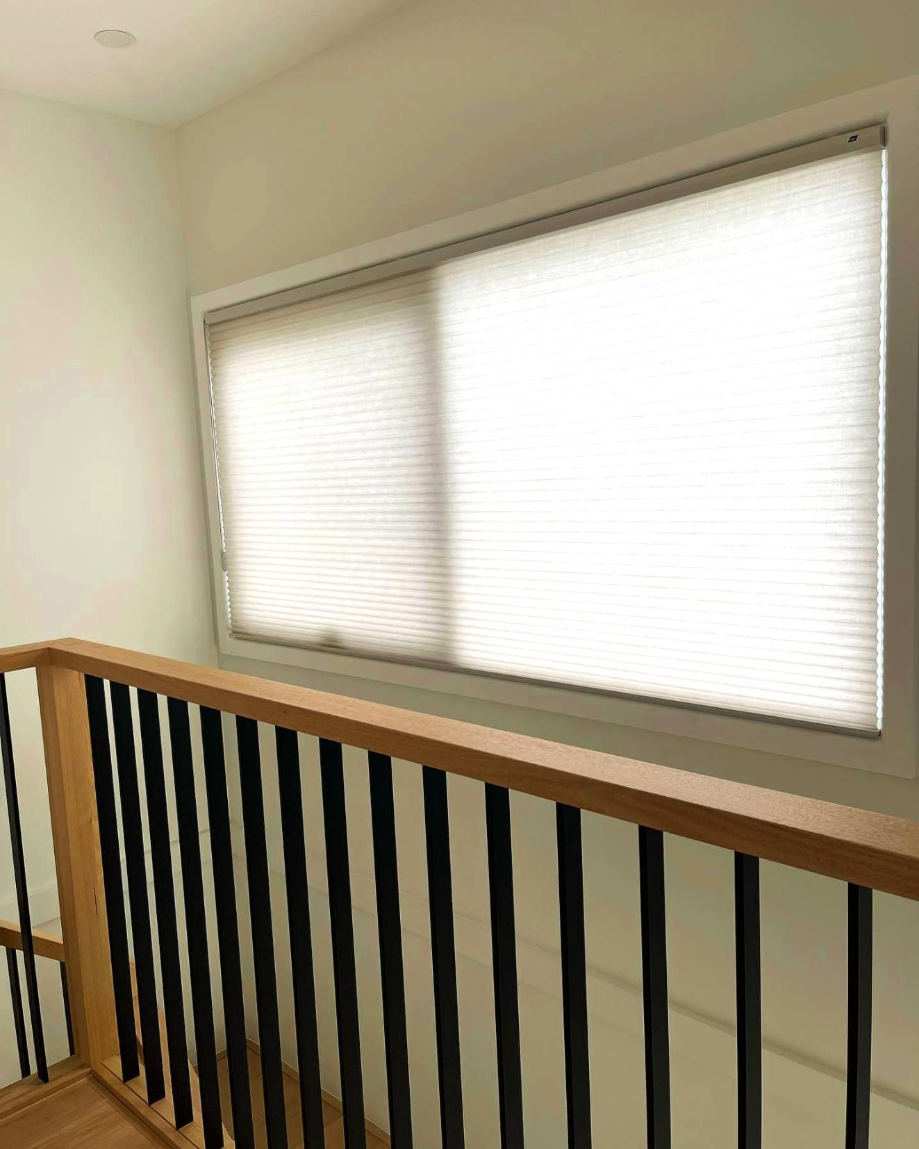 Window With Light-Filtering Shades Above Staircase — JSF Interiors Goulburn in Southern Highlands, NSW
