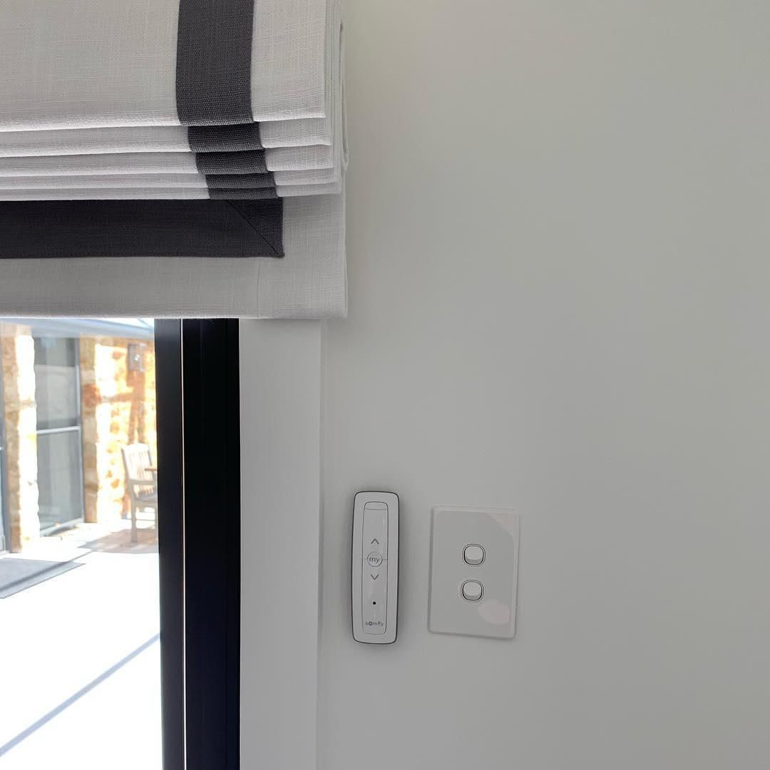 Gray And White Striped Window Shade — JSF Interiors Goulburn in Moss Vale, NSW