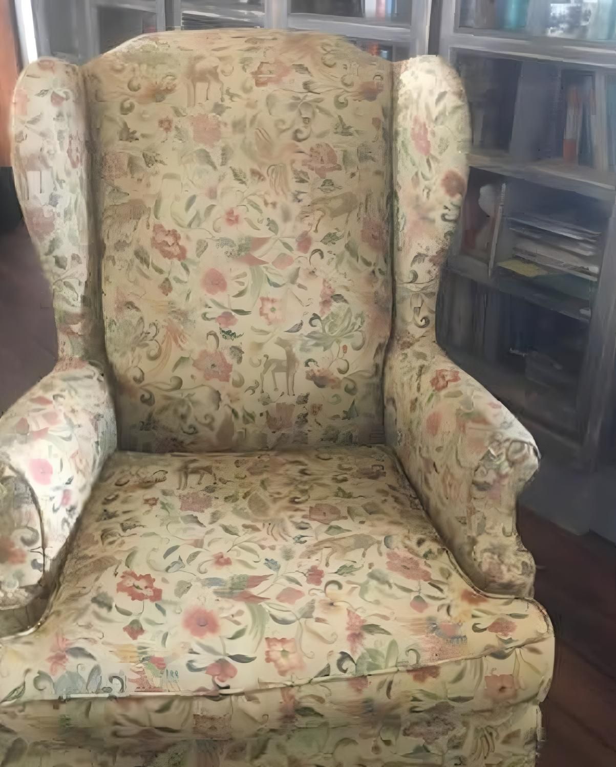 Wingback Armchair With Floral Pattern — JSF Interiors Goulburn in Goulburn, NSW