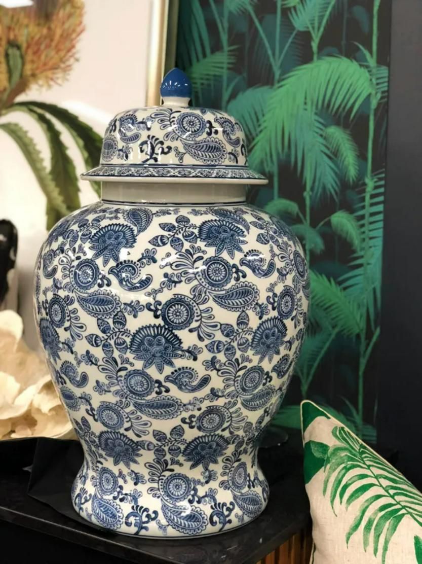 Blue And White Floral Porcelain Ginger Jar — JSF Interiors Goulburn in Goulburn, NSW