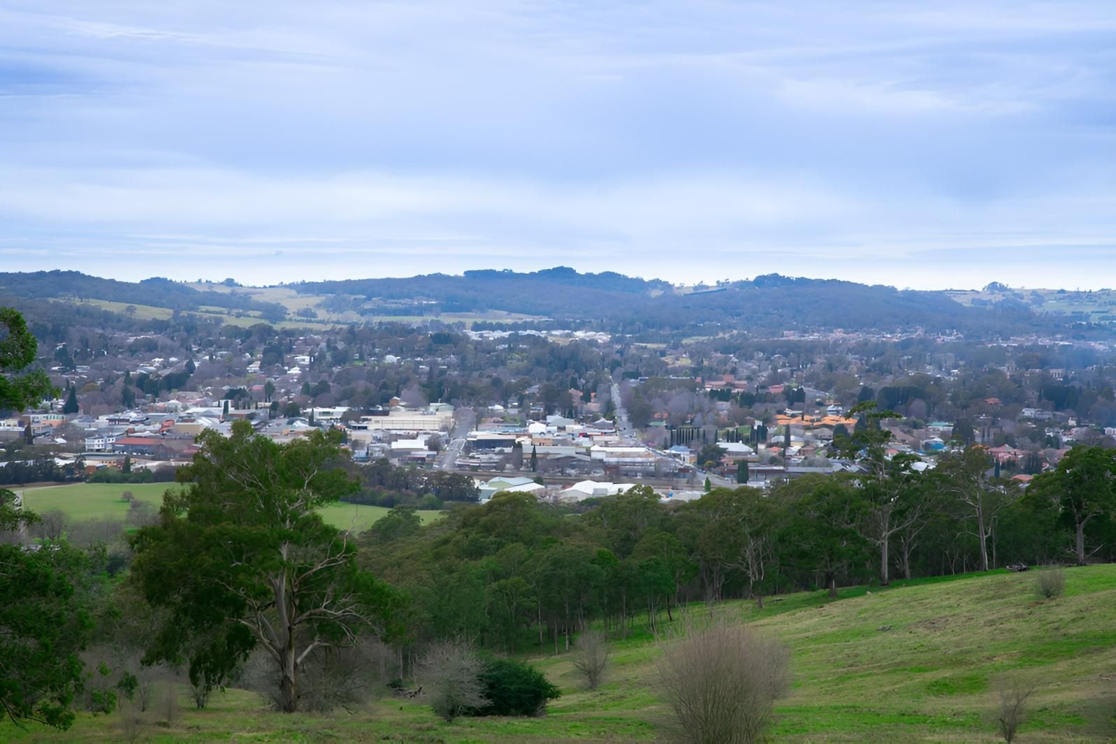 Overhead View Of Town Among Rolling Green Hills — JSF Interiors Goulburn in Bowral, NSW