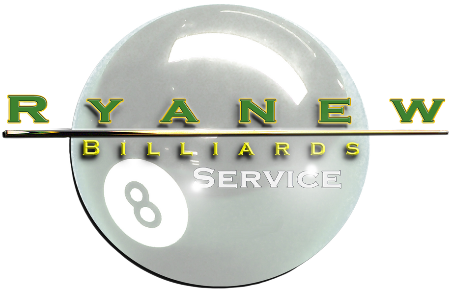 Ryan new billiards service logo with a pool ball