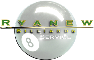 A ryan billiards service logo with a pool ball