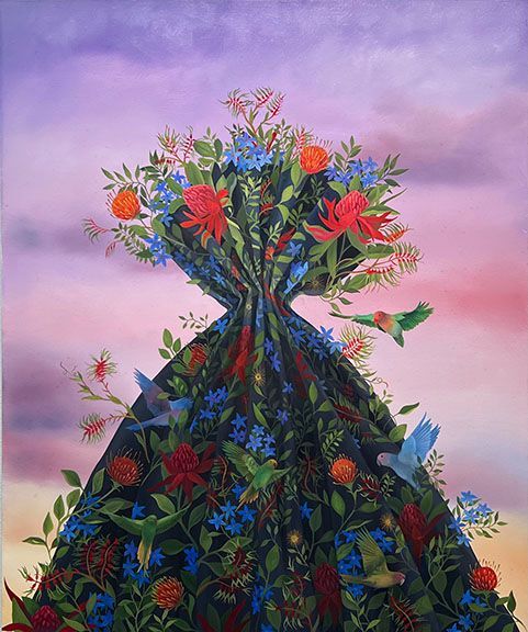 Sky Stones, 2019, 6 inches by 24 inches, oil on panel