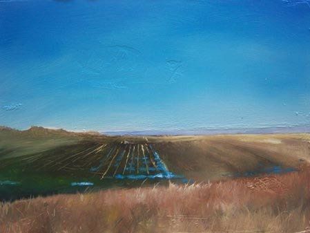 Winter Field,  6 inches by 8 inches, oil on panel