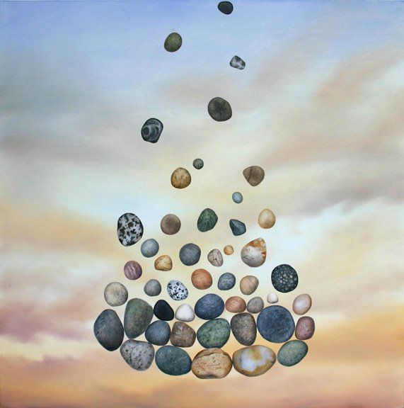 Sky Stones, 2019, 6 inches by 24 inches, oil on panel