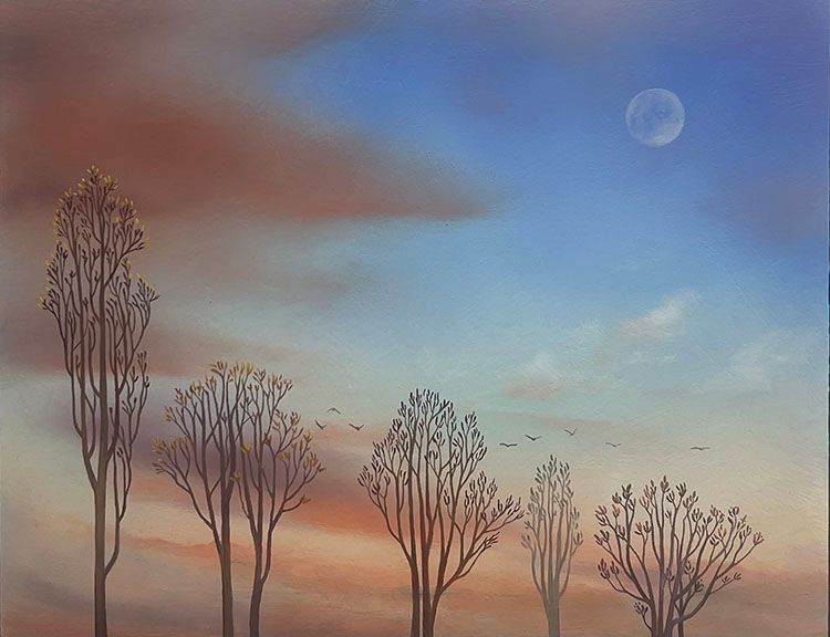 Sky Stones, 2019, 6 inches by 24 inches, oil on panel