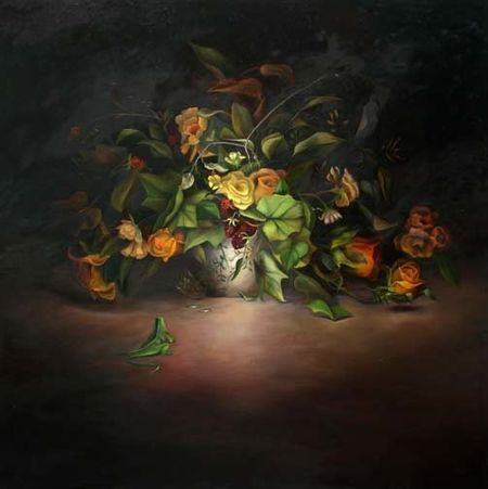 Bouquet with Coins, 48 inches by 48 inches, oil