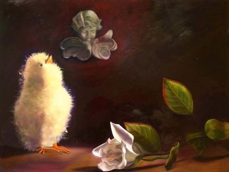 Fuzzy Chick , 30 inches by 40 inches, oil on canvas