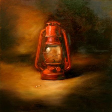 Red Lantern, 30 inches by 30 inches, oil
