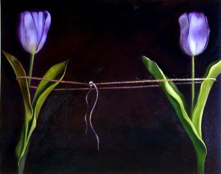 Purple Tulips,  24 inches by 30 inches, oil on canvas